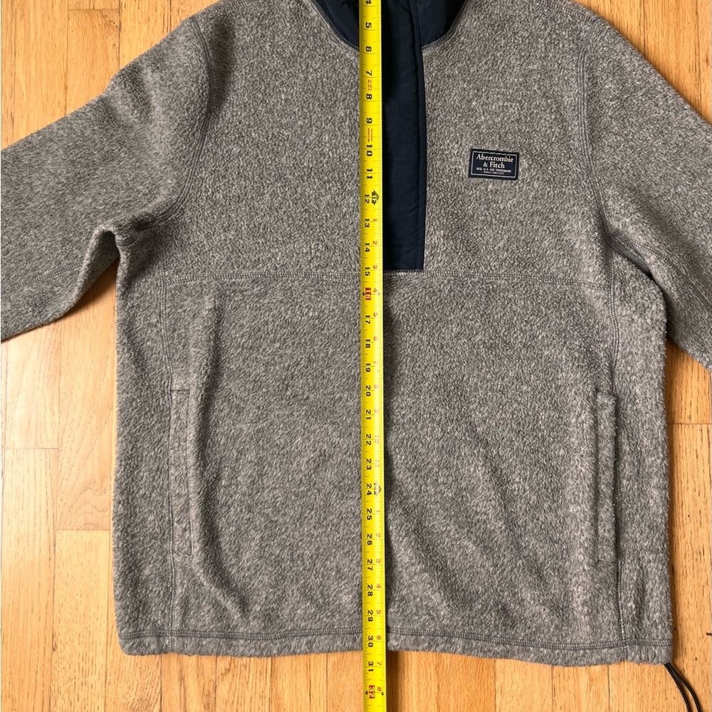 Abercrombie & Fitch Sweatshirt Mens Medium Gray Fleece Sherpa 1/2 Zip Snap - Picture 6 of 7